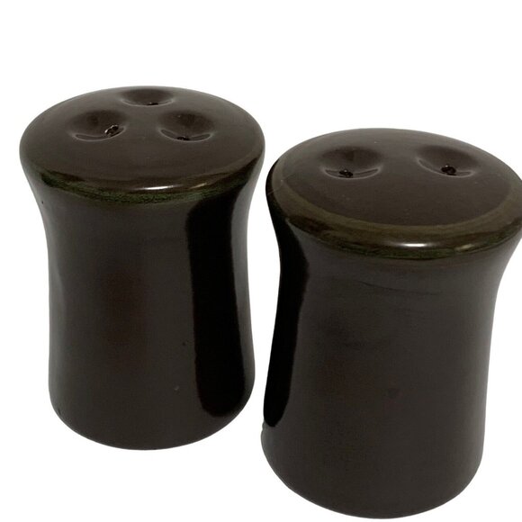 Vintage Franciscan Madeira Salt & Pepper Shaker Brown Green No Cap On Bottom - Picture 2 of 7